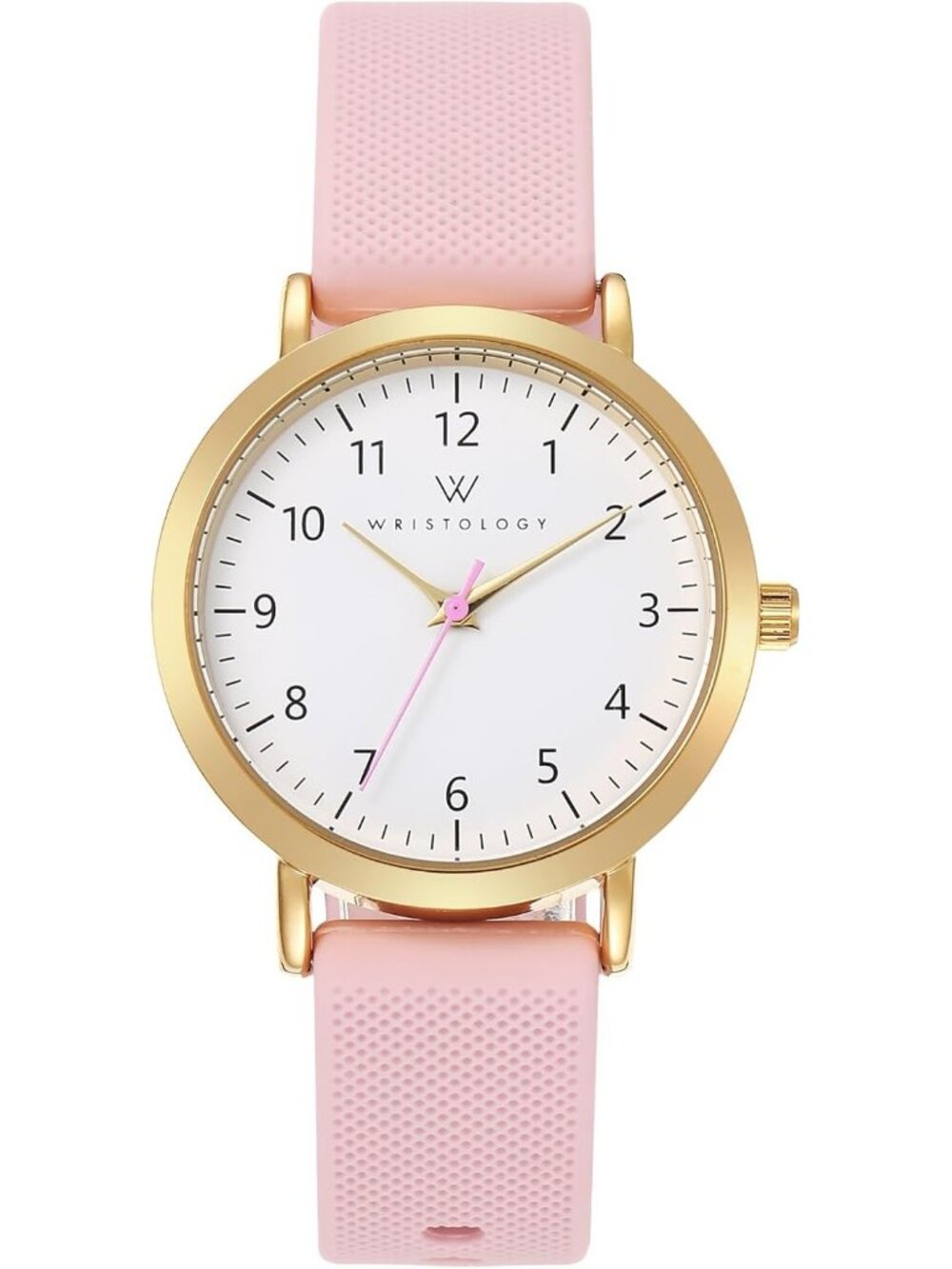 Women's Gold Pink Silicone Strap Easy to Read Analog Large Face Wrist Watch